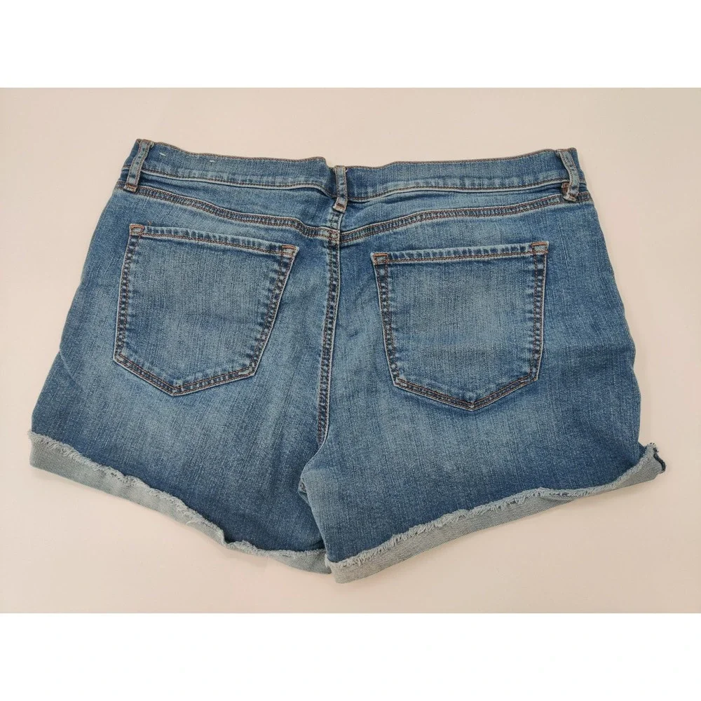 Loft Outlet Womens Denim‎ Shorts Medium Wash Button Fly Raw Hem Size 10